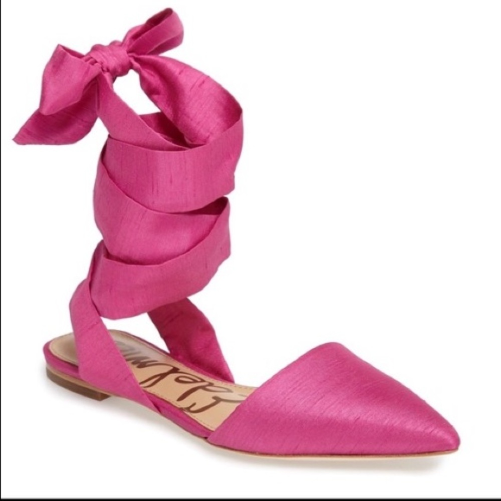Hot pink silk flats Brandie